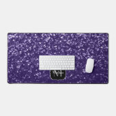 Dunkelviolett, lila Glitzer Glitzern Monogram Schreibtischunterlage (Tastatur & Maus)