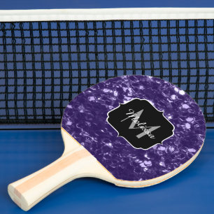 Dunkelviolett, lila Glitzer Glitzern Monogram Tischtennis Schläger