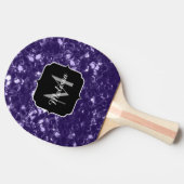 Dunkelviolett, lila Glitzer Glitzern Monogram Tischtennis Schläger (Seitenansicht)