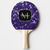 Dunkelviolett, lila Glitzer Glitzern Monogram Tischtennis Schläger (Vorderseite)