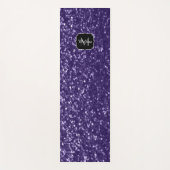 Dunkelviolett, lila Glitzer Glitzern Monogram Yogamatte (Vorderseite)