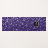 Dunkelviolett, lila Glitzer Glitzern Monogram Yogamatte (Vorderseite (Horizontal))