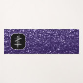 Dunkelviolett, lila Glitzer Glitzern Monogram Yogamatte (Vorderseite (Horizontal))