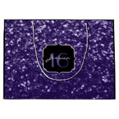 Dunkelviolett lila Glitzer Glitzern Sweet 16 Große Geschenktüte (Vorderseite)