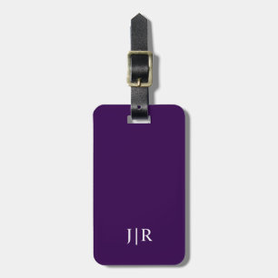 Dunkelviolett und weiß I Moderne Monogramm  Gepäckanhänger