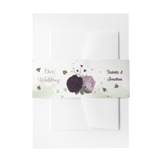 dunkelviolette Blumen Grüne Hochzeit Einladungsbanderole (Vorderseite Beispiel)