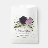 dunkelviolette Blumen Grüne Hochzeit Geschenktütchen (Vorderseite)