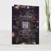 Dunkelviolette Blumen-Mason-Glas-QR-Code-stimmungs Einladung (Rückseite)