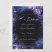 Dunkelviolette Boho-Hexen-Kristalle Schwarze Handf Einladung (Vorderseite)