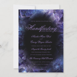 Dunkelviolette Boho-Hexen-Kristalle Schwarze Handf Einladung