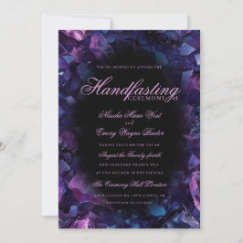 Dunkelviolette Boho-Hexen-Kristalle Schwarze Handf Einladung