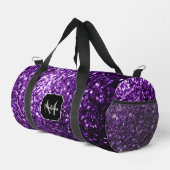 Dunkelviolette falsche Glitter-Funkel-Monogramm Duffle Bag (Rechte Ecke)