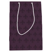 Dunkelviolette Fleur de Lis Mittlere Geschenktüte (Vorderseite)