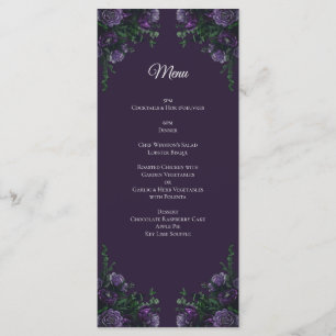 Dunkelviolette florale elegante Hochzeit Gothic Menükarte