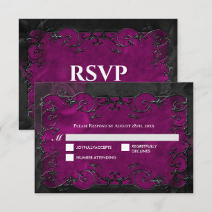 Dunkelviolette Gothic Halloween Hochzeit RSVP Karte