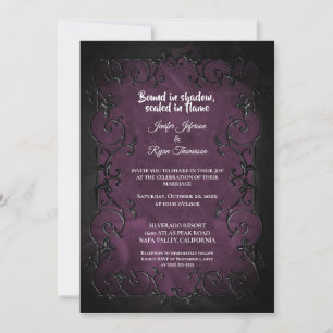 Dunkelviolette gothische Halloween-Hochzeitseinlad Einladung