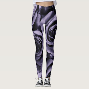 Dunkelviolette Lila Rosen Mode Leggings