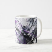 Dunkelviolette schwarze abstrakte Kunst-Tasse Kaffeetasse (VorderseiteRechts)