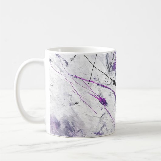 Dunkelviolette schwarze abstrakte Kunst-Tasse Kaffeetasse (Links)