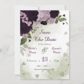 dunkelviolette und hellviolette Blätter botanica Save The Date (Vorderseite)