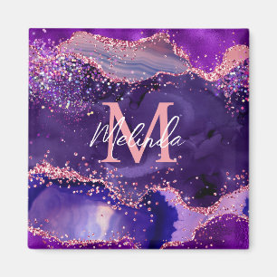 Dunkelviolette und rosa glitzernde Pailletten Acha Magnet