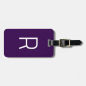 Dunkelviolettes Monogramm Anfangsname Geschenk Par Gepäckanhänger (Vorderseite horizontal)