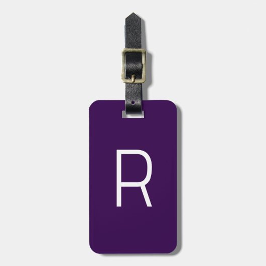 Dunkelviolettes Monogramm Anfangsname Geschenk Par Gepäckanhänger (Vorderseite vertikal)