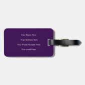 Dunkelviolettes Monogramm Anfangsname Geschenk Par Gepäckanhänger (Rückseite horizontal)