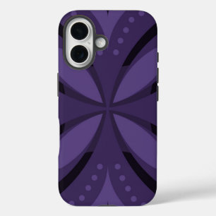 Dunkelviolettes Retro-Muster iPhone 16 Hülle