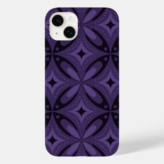 Dunkelviolettes Retro-Muster Case-Mate iPhone Hülle (Rückseite)