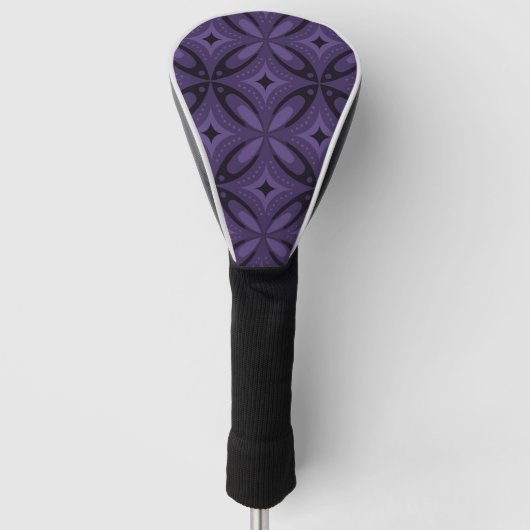 Dunkelviolettes Retro-Muster Golf Headcover (Vorderseite)