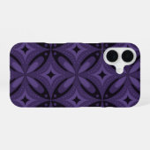 Dunkelviolettes Retro-Muster iPhone 16 Hülle (Rückseite (Horizontal))