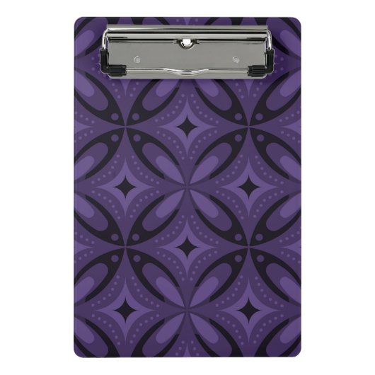 Dunkelviolettes Retro-Muster Mini Klemmbrett (Vorderseite)