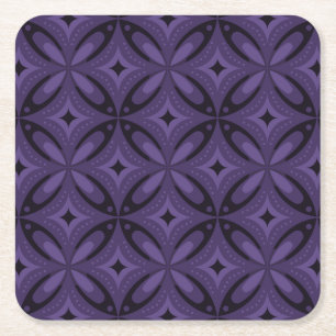 Dunkelviolettes Retro-Muster Rechteckiger Pappuntersetzer