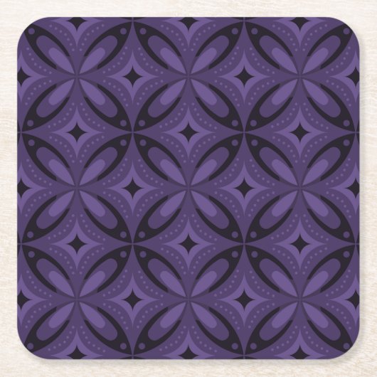 Dunkelviolettes Retro-Muster Rechteckiger Pappuntersetzer (Vorderseite)