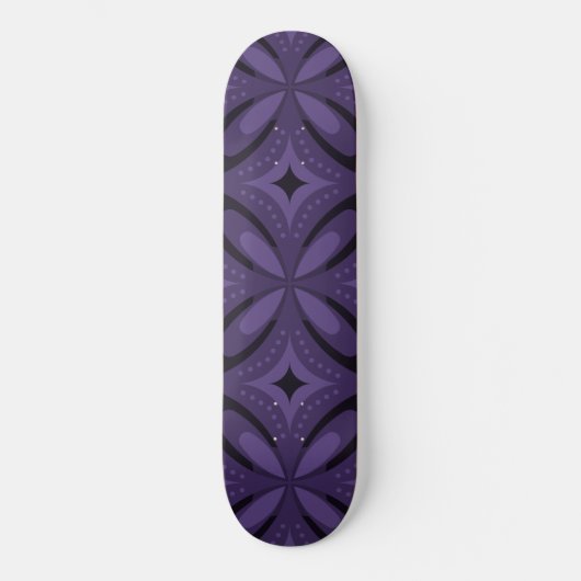 Dunkelviolettes Retro-Muster Skateboard (Vorderseite)