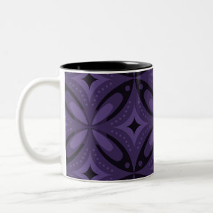 Dunkelviolettes Retro-Muster Zweifarbige Tasse
