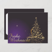 Dunkelviolettes Weihnachtsmotiv mit Weihnachtsbaum Einladung (Vorne/Hinten)
