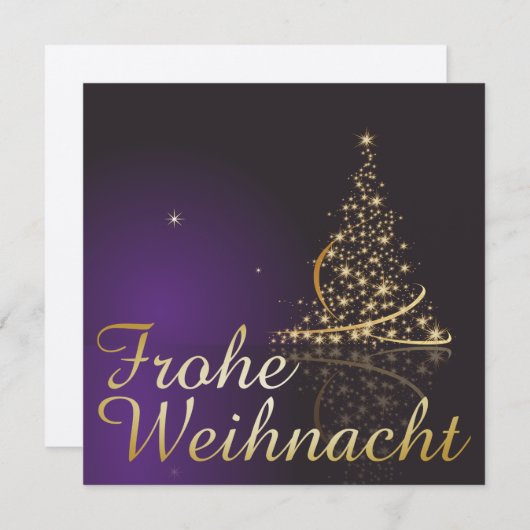 Dunkelviolettes Weihnachtsmotiv mit Weihnachtsbaum Einladung (Vorne/Hinten)