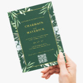 Dunkelwald Grüne Minimale Grenze Text Gold Hochzei Einladung