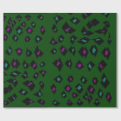 Dunkelwaldgrün mit Lila- und schwarzen Mustern Geschenkpapier (Flach)