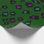 Dunkelwaldgrün mit Lila- und schwarzen Mustern Geschenkpapier (Ecke)