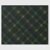 Dunkelwaldgrün-schwarzer Tartan-Moos-Karomuster Geschenkpapier (Flach)
