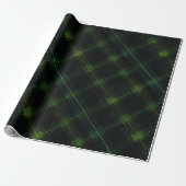 Dunkelwaldgrün-schwarzer Tartan-Moos-Karomuster Geschenkpapier (Ungerollt)