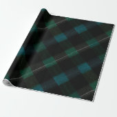 Dunkelwaldgrün-schwarzer Tartan-Moos-Karomuster Geschenkpapier (Ungerollt)