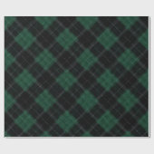 Dunkelwaldgrün-schwarzer Tartan-Moos-Karomuster Geschenkpapier (Flach)
