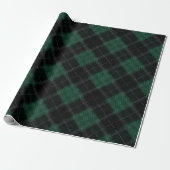 Dunkelwaldgrün-schwarzer Tartan-Moos-Karomuster Geschenkpapier (Ungerollt)