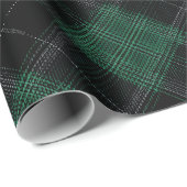 Dunkelwaldgrün-schwarzer Tartan-Moos-Karomuster Geschenkpapier (Rolleneckpunkt)