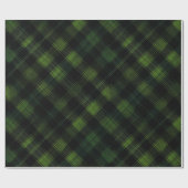 Dunkelwaldgrün-schwarzer Tartan-Moos-Karomuster Geschenkpapier (Flach)