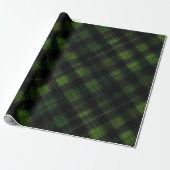 Dunkelwaldgrün-schwarzer Tartan-Moos-Karomuster Geschenkpapier (Ungerollt)